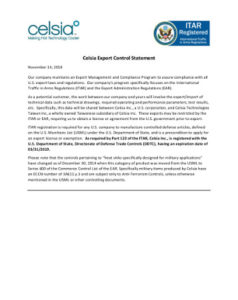 ITAR & EAR Export Control Statement