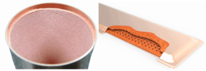 Sintered wick heat pipe and vapor chamber before flattening